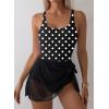image:imageAleumdr One Piece Swimdress Swimsuit for Women Tummy Control with Mesh Skirt Tie Knot Swim Dresses Bathing SuitBlack Spots