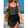 image:imageAleumdr One Piece Swimdress Swimsuit for Women Tummy Control with Mesh Skirt Tie Knot Swim Dresses Bathing SuitBlack Spots