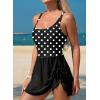 image:imageAleumdr One Piece Swimdress Swimsuit for Women Tummy Control with Mesh Skirt Tie Knot Swim Dresses Bathing SuitBlack Spots