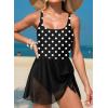 image:imageAleumdr One Piece Swimdress Swimsuit for Women Tummy Control with Mesh Skirt Tie Knot Swim Dresses Bathing SuitBlack Spots
