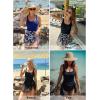 image:imageAleumdr One Piece Swimdress Swimsuit for Women Tummy Control with Mesh Skirt Tie Knot Swim Dresses Bathing SuitC Navy Blue