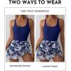 image:imageAleumdr One Piece Swimdress Swimsuit for Women Tummy Control with Mesh Skirt Tie Knot Swim Dresses Bathing SuitC Navy Blue