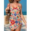 image:imageAleumdr One Piece Swimdress Swimsuit for Women Tummy Control with Mesh Skirt Tie Knot Swim Dresses Bathing SuitOrange