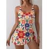 image:imageAleumdr One Piece Swimdress Swimsuit for Women Tummy Control with Mesh Skirt Tie Knot Swim Dresses Bathing SuitOrange
