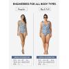 image:imageAleumdr Womens One Piece Swimsuits Tummy Control Bathing Suits V Neck Boho Tie Shoulder Ruched Full Coverage SwimwearBlue Stripe
