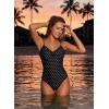 image:imageAleumdr Womens One Piece Swimsuit Striped Tummy Control V Neck Ruffle Trim 2026 Bathing Suit Printed SwimwearBlack