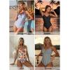 image:imageAleumdr Womens One Piece Swimsuit Striped Tummy Control V Neck Ruffle Trim 2026 Bathing Suit Printed SwimwearBlue Floral