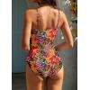 image:imageAleumdr Womens One Piece Swimsuit Striped Tummy Control V Neck Ruffle Trim 2026 Bathing Suit Printed SwimwearRed Floral