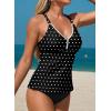 image:imageAleumdr Tankini Swimsuits for Women 2 Piece Tummy Control Bathing Suit V Neck Tankini Top with High Waisted BottomBlack Polka Dots