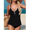 image:imageAleumdr Tankini Swimsuits for Women 2 Piece Tummy Control Bathing Suit V Neck Tankini Top with High Waisted BottomBlack Polka Dots