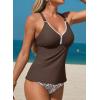 image:imageAleumdr Tankini Swimsuits for Women 2 Piece Tummy Control Bathing Suit V Neck Tankini Top with High Waisted BottomDesert Palm
