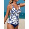image:imageAleumdr Tankini Swimsuits for Women 2 Piece Tummy Control Bathing Suit V Neck Tankini Top with High Waisted BottomFloral Blue