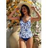 image:imageAleumdr Tankini Swimsuits for Women 2 Piece Tummy Control Bathing Suit V Neck Tankini Top with High Waisted BottomFloral Blue