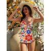image:imageAleumdr Tankini Swimsuits for Women 2 Piece Tummy Control Bathing Suit V Neck Tankini Top with High Waisted BottomFloral Pink