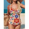image:imageAleumdr Tankini Swimsuits for Women 2 Piece Tummy Control Bathing Suit V Neck Tankini Top with High Waisted BottomFloral Pink