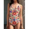 image:imageAleumdr Womens One Piece Swimsuit Striped Tummy Control V Neck Ruffle Trim 2026 Bathing Suit Printed SwimwearA Yellow Floral