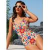 image:imageAleumdr Womens One Piece Swimsuit Striped Tummy Control V Neck Ruffle Trim 2026 Bathing Suit Printed SwimwearA Yellow Floral