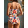 image:imageAleumdr Womens One Piece Swimsuit Striped Tummy Control V Neck Ruffle Trim 2026 Bathing Suit Printed SwimwearA Yellow Floral