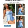 image:imageAleumdr Womens Tankini Bathing Suit Tie Knot 2026 Summer Two Piece Swimsuit Printed Swim Tank Top with High Waisted BottomBlue Striped