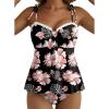 image:imageAleumdr Womens Tankini Bathing Suit Tie Knot 2026 Summer Two Piece Swimsuit Printed Swim Tank Top with High Waisted BottomBlack Floral