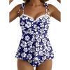image:imageAleumdr Womens Tankini Bathing Suit Tie Knot 2026 Summer Two Piece Swimsuit Printed Swim Tank Top with High Waisted BottomBlue Floral