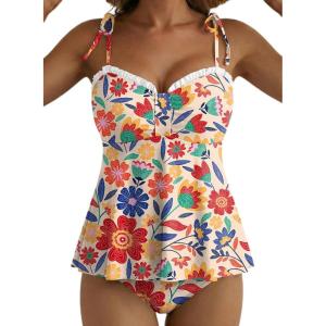 image:imageAleumdr Womens Tankini Bathing Suit Tie Knot 2026 Summer Two Piece Swimsuit Printed Swim Tank Top with High Waisted BottomRed Floral