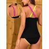 image:imageAleumdr Women Textured Popular Tankini Bathing Suit Tie Knot Two Piece Swimsuit Color Block Cutout Flowy Swim Top with BottomBlack