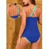 image:imageAleumdr Women Textured Popular Tankini Bathing Suit Tie Knot Two Piece Swimsuit Color Block Cutout Flowy Swim Top with BottomBlue