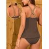 image:imageAleumdr Women Textured Popular Tankini Bathing Suit Tie Knot Two Piece Swimsuit Color Block Cutout Flowy Swim Top with BottomCoffee