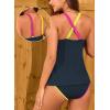 image:imageAleumdr Women Textured Popular Tankini Bathing Suit Tie Knot Two Piece Swimsuit Color Block Cutout Flowy Swim Top with BottomSail Blue