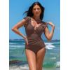 image:imageAleumdr Womens Tummy Control Swimsuits Slimming One Piece Bathing Suits Popular Swimsuit Shell Ruffle SwimwearCoffee