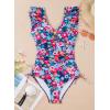 image:imageAleumdr Womens Tummy Control Swimsuits Slimming One Piece Bathing Suits Popular Swimsuit Shell Ruffle SwimwearPrinted Blue A2