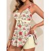 image:imageAleumdr Women Printed Two Piece Tankini Swimsuits Tummy Control Swim Dress High Waisted Boyshort with PocketsBeige Floral