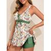 image:imageAleumdr Women Printed Two Piece Tankini Swimsuits Tummy Control Swim Dress High Waisted Boyshort with PocketsGreen Floral