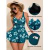 image:imageAleumdr Women Printed Two Piece Tankini Swimsuits Tummy Control Swim Dress High Waisted Boyshort with PocketsGreen Printed
