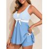 image:imageAleumdr Women Printed Two Piece Tankini Swimsuits Tummy Control Swim Dress High Waisted Boyshort with PocketsSky Blue Striped