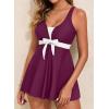image:imageAleumdr Women Printed Two Piece Tankini Swimsuits Tummy Control Swim Dress High Waisted Boyshort with PocketsViolet