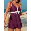 image:imageAleumdr Women Printed Two Piece Tankini Swimsuits Tummy Control Swim Dress High Waisted Boyshort with PocketsViolet