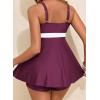 image:imageAleumdr Women Printed Two Piece Tankini Swimsuits Tummy Control Swim Dress High Waisted Boyshort with PocketsViolet