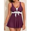 image:imageAleumdr Women Printed Two Piece Tankini Swimsuits Tummy Control Swim Dress High Waisted Boyshort with PocketsViolet