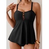 image:imageAleumdr Tankini Swimsuits for Women Cut Out Two Piece Bathing Suits Flowy Swimwear Modest Swim Top with BottomBlack