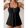image:imageAleumdr Tankini Swimsuits for Women Cut Out Two Piece Bathing Suits Flowy Swimwear Modest Swim Top with BottomBlack