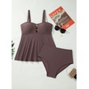 image:imageAleumdr Tankini Swimsuits for Women Cut Out Two Piece Bathing Suits Flowy Swimwear Modest Swim Top with BottomCoffee