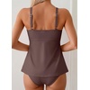 image:imageAleumdr Tankini Swimsuits for Women Cut Out Two Piece Bathing Suits Flowy Swimwear Modest Swim Top with BottomCoffee
