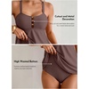 image:imageAleumdr Tankini Swimsuits for Women Cut Out Two Piece Bathing Suits Flowy Swimwear Modest Swim Top with BottomCoffee