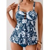 image:imageAleumdr Tankini Swimsuits for Women Cut Out Two Piece Bathing Suits Flowy Swimwear Modest Swim Top with BottomFloral Blue 520
