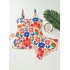 image:imageAleumdr Tankini Swimsuits for Women Cut Out Two Piece Bathing Suits Flowy Swimwear Modest Swim Top with BottomFloral Orange 1420