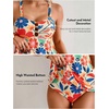 image:imageAleumdr Tankini Swimsuits for Women Cut Out Two Piece Bathing Suits Flowy Swimwear Modest Swim Top with BottomFloral Orange 1420