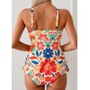 image:imageAleumdr Tankini Swimsuits for Women Cut Out Two Piece Bathing Suits Flowy Swimwear Modest Swim Top with BottomFloral Orange 1420