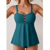 image:imageAleumdr Tankini Swimsuits for Women Cut Out Two Piece Bathing Suits Flowy Swimwear Modest Swim Top with BottomPetrol Blue